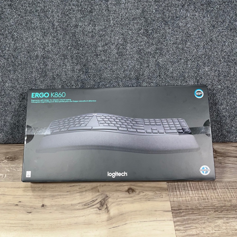 Logitech ERGO K860 Wireless Keyboard Ergonomic Split Gray Bluetooth Wrist Aid